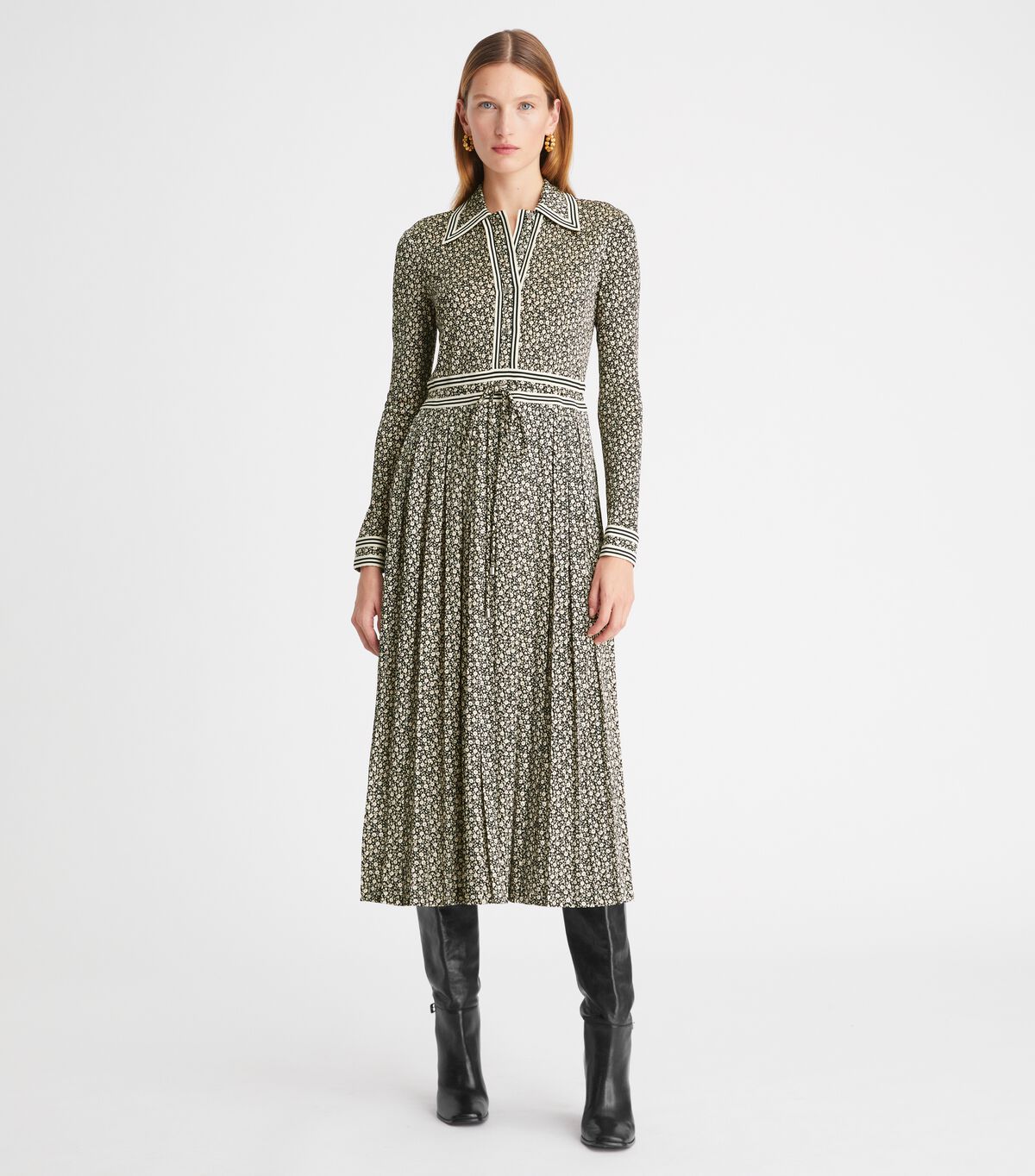 tory burch ditsy floral knit shirtdress