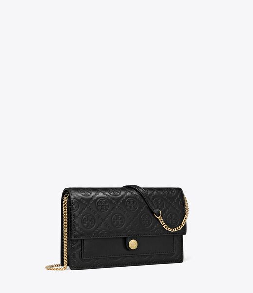 tory burch t monogram leather chain wallet