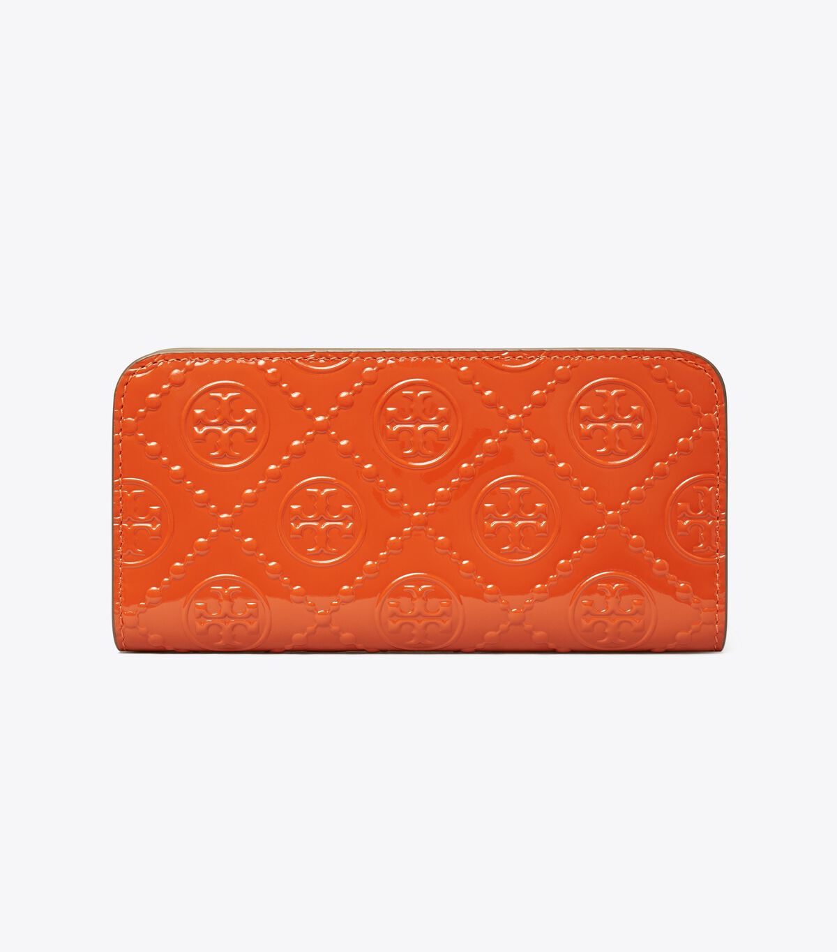 tory burch t monogram patent zip slim wallet