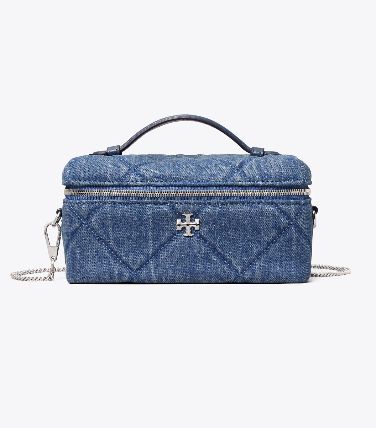 tory burch kira diamond quilt denim vanity case