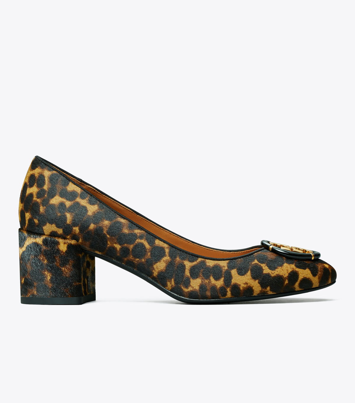 tory burch multi logo leopard pump
