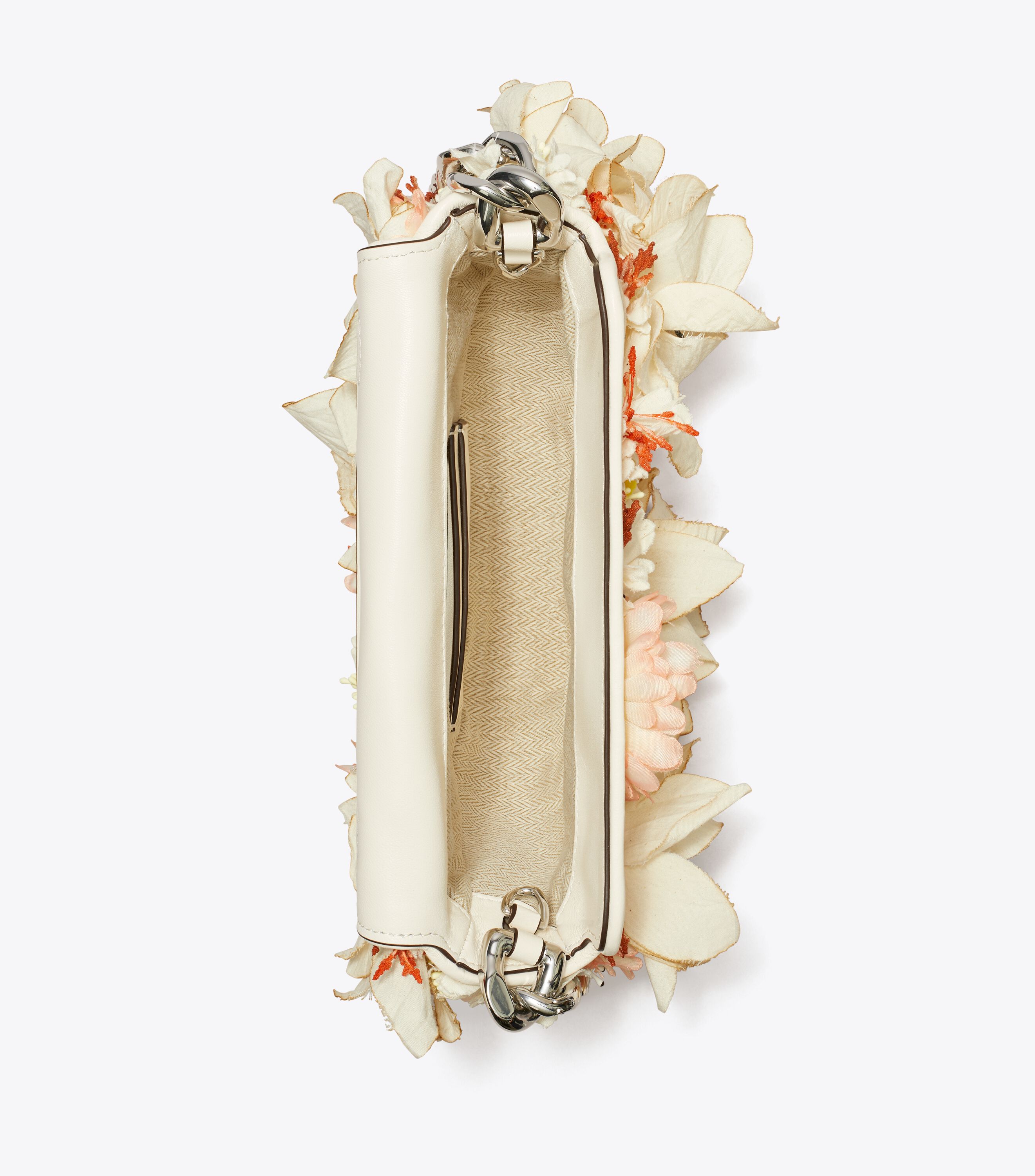 Mini Fleming Soft Floral Embellished Crescent Bag Mini Bags Tory Burch