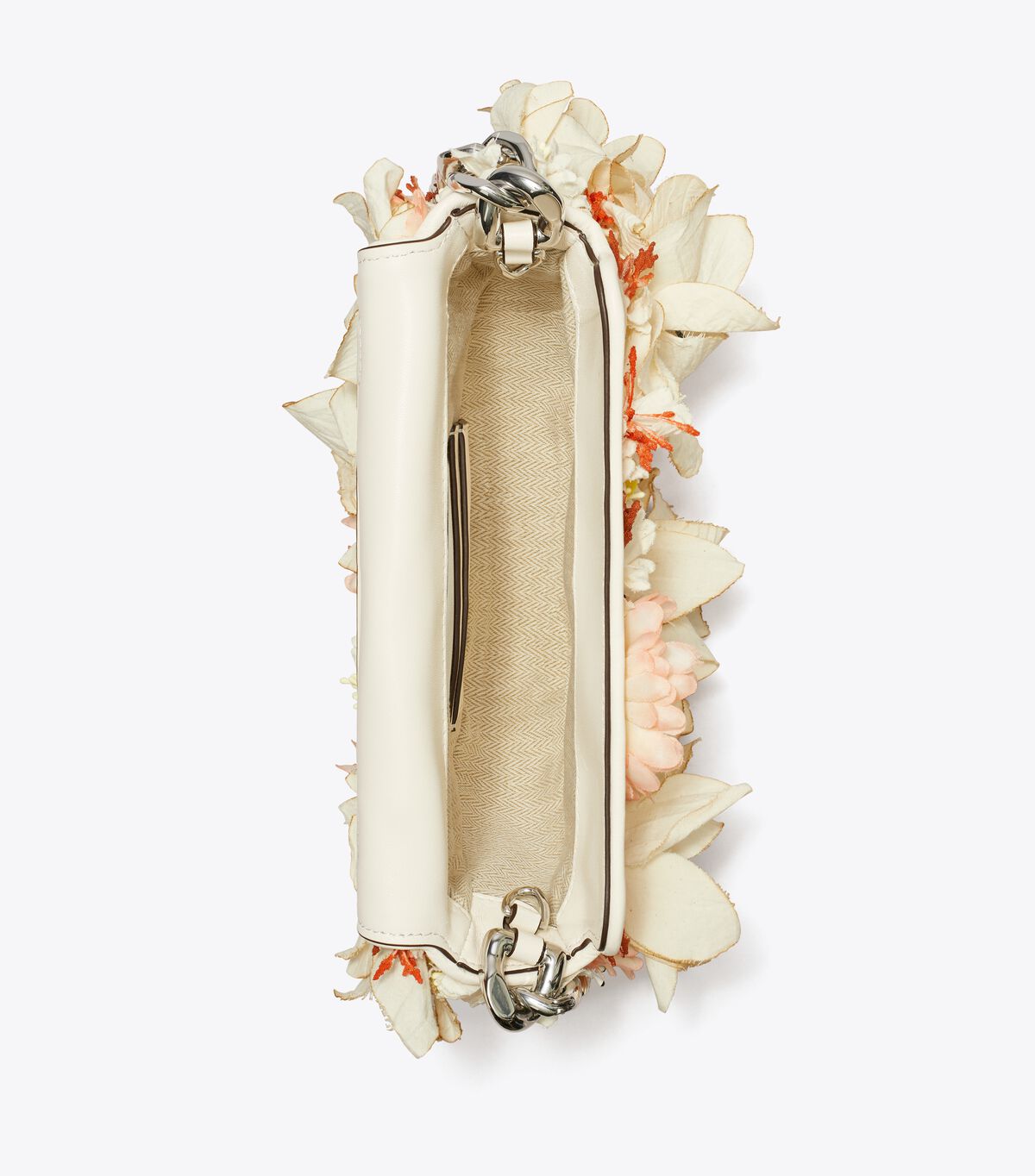 tory burch mini fleming soft floral embellished crescent bag