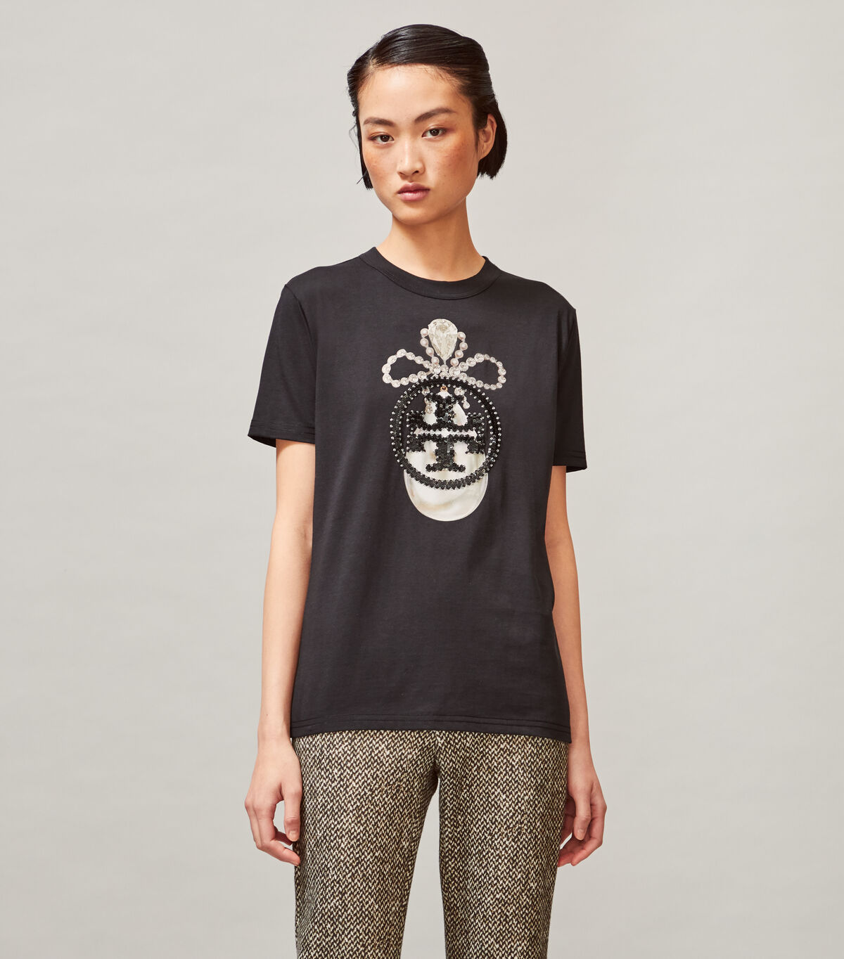tory burch sequin embroidered t shirt