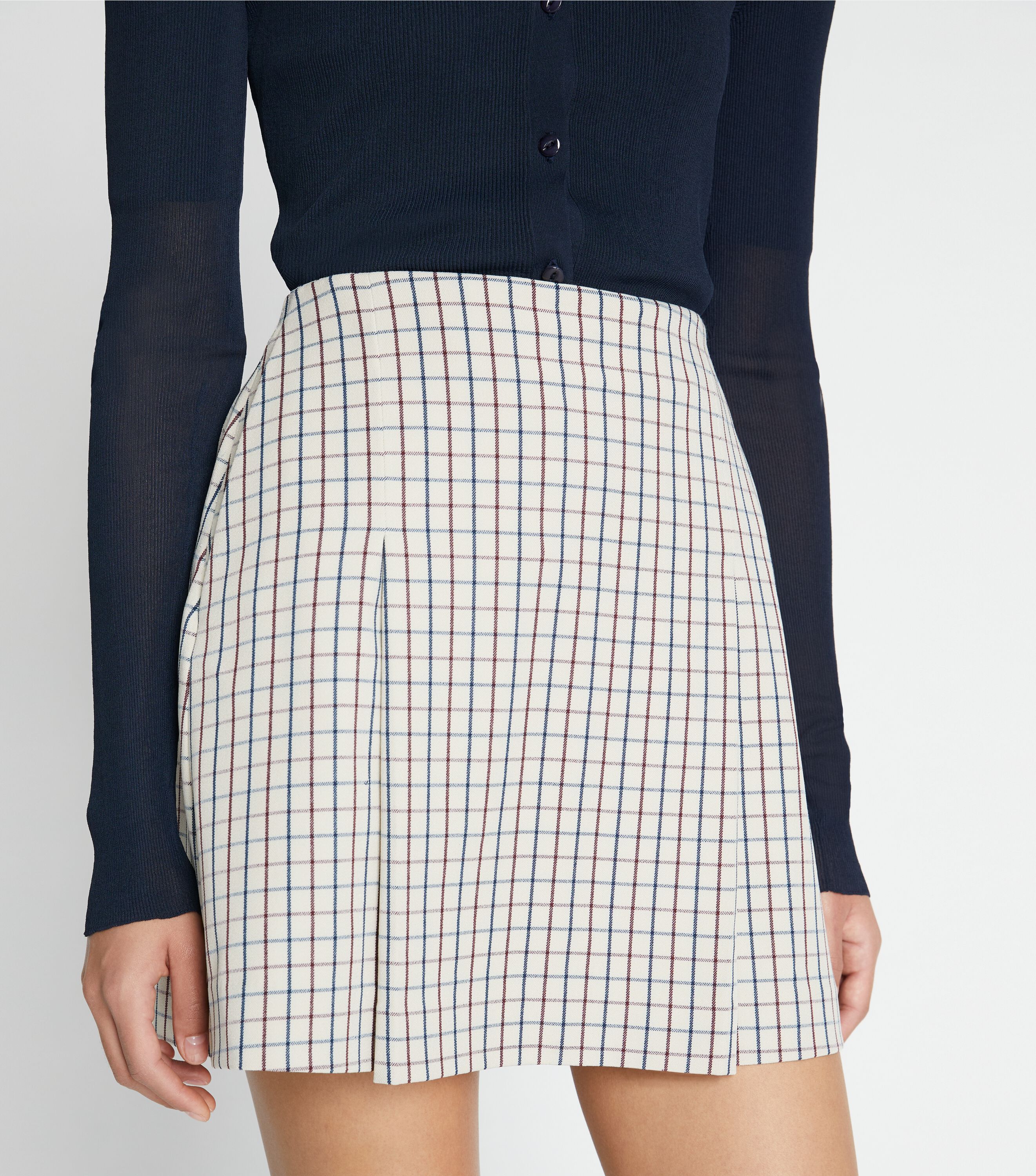 Tory burch pleated plaid mini skirt clearance