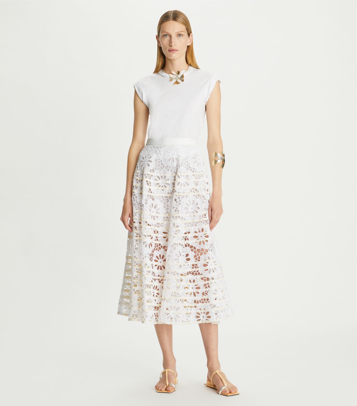 tory burch cotton eyelet skirt