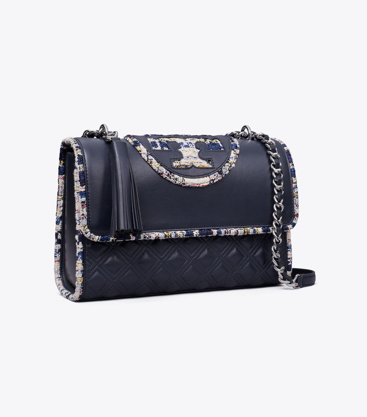 tory burch fleming tweed border convertible shoulder bag