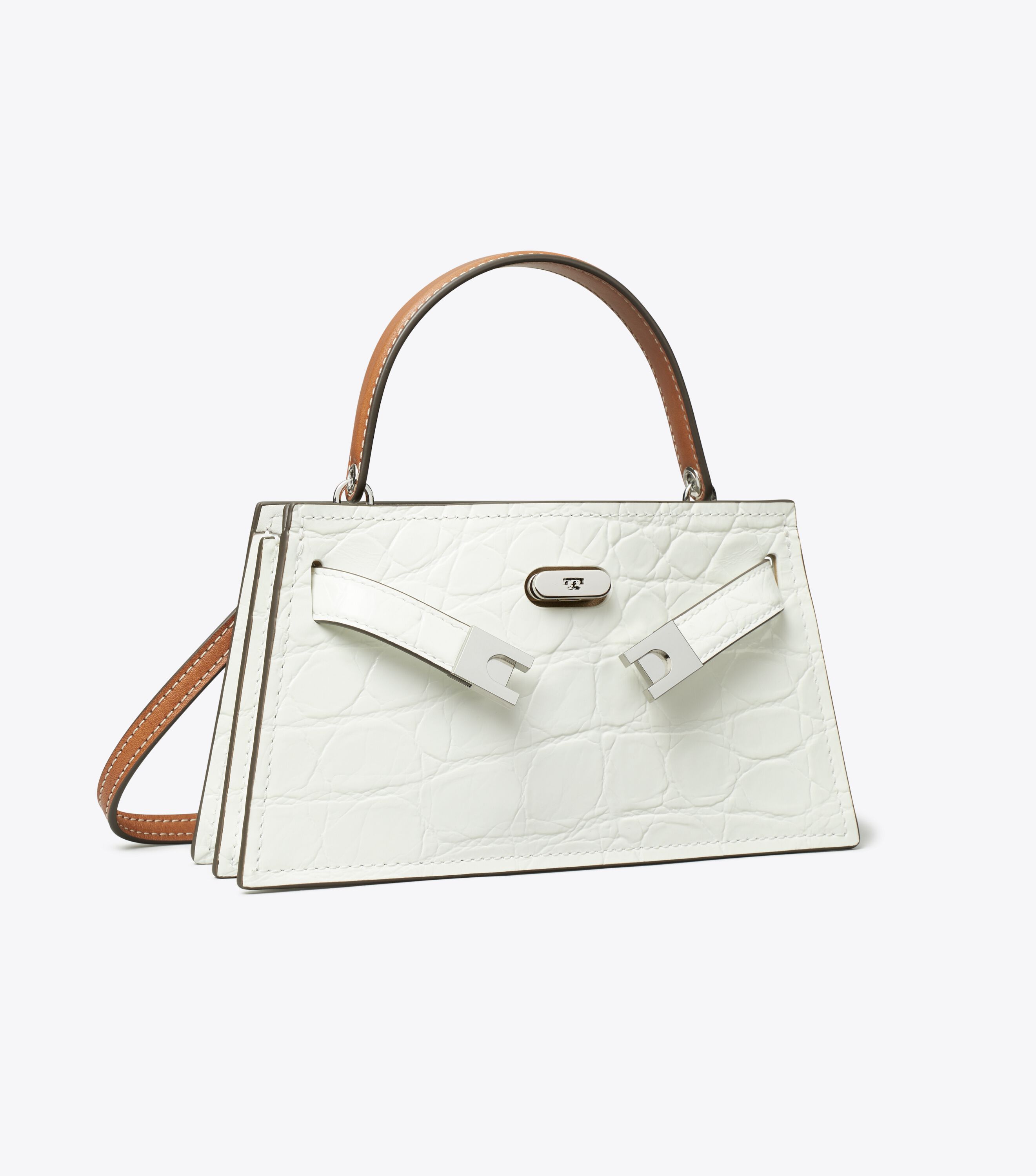 Petite Lee Radziwill Croc-Embossed Bag, Blanc | Tory Burch KW