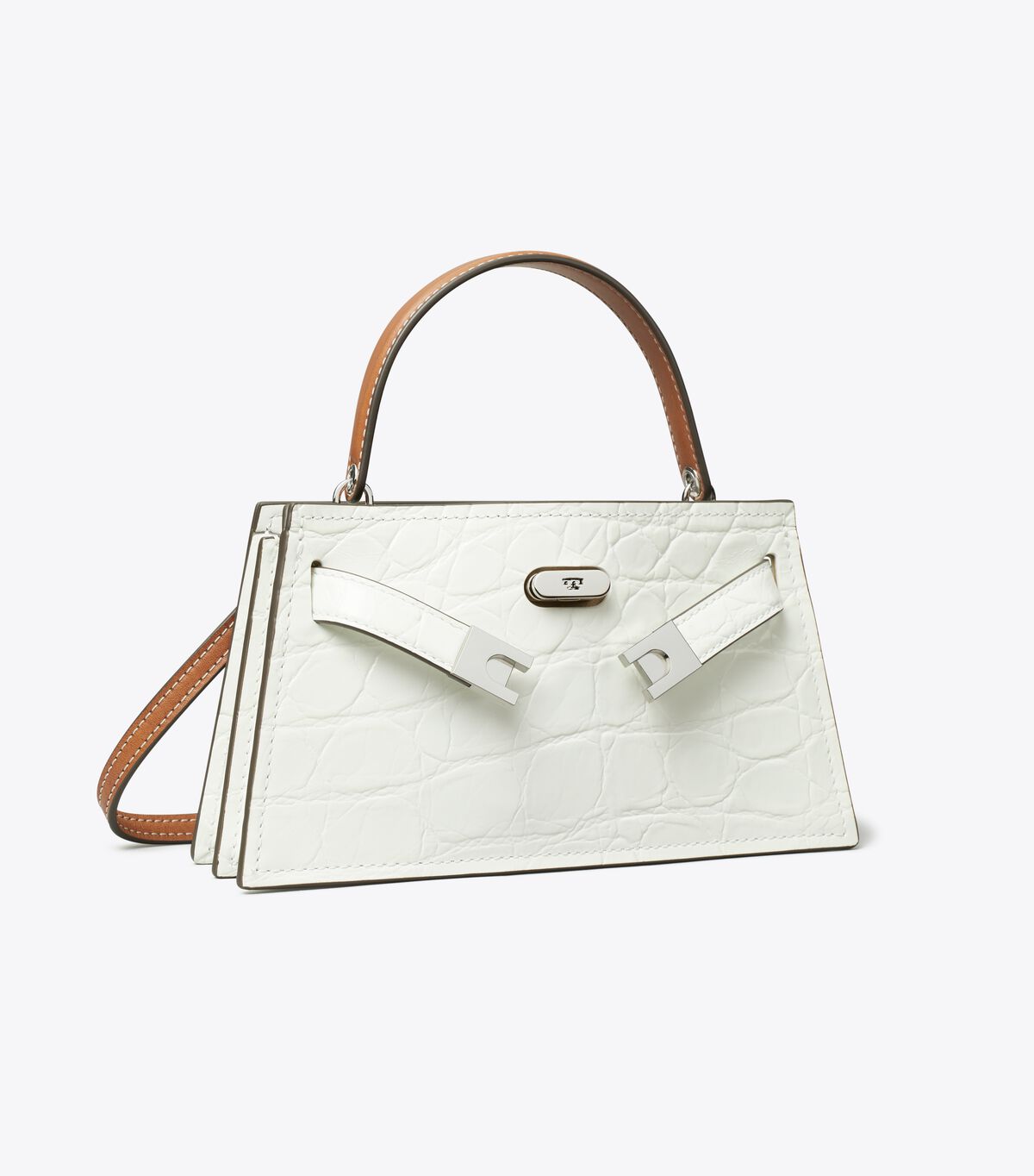tory burch petite lee radziwill croc embossed bag