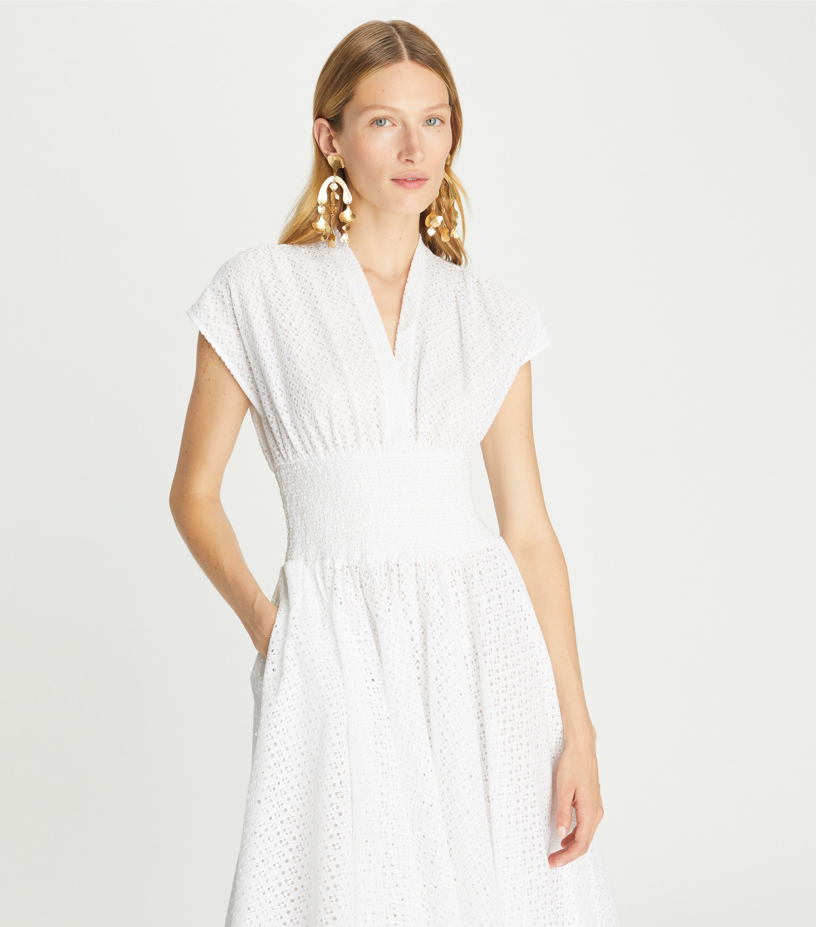 TORY BURCH ホワイト コットン ザックリ メッシュ 透かし ニット Cotton And Nylon Mesh Cardigan: Women's Designer Sweaters