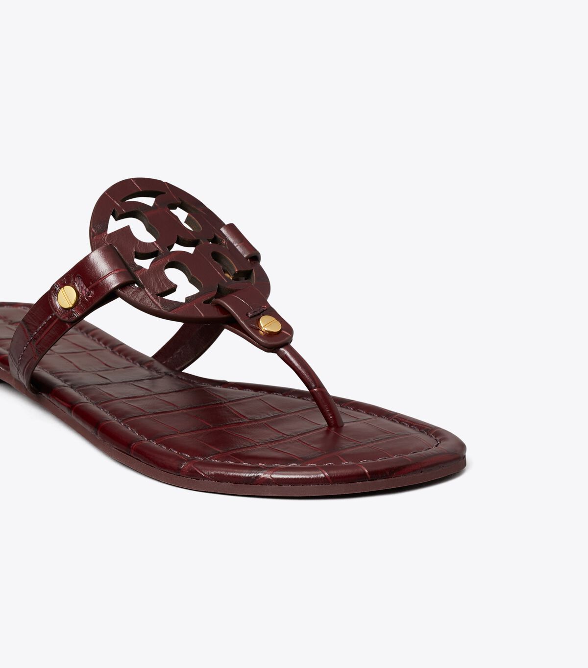 tory burch miller croc embossed leather sandal