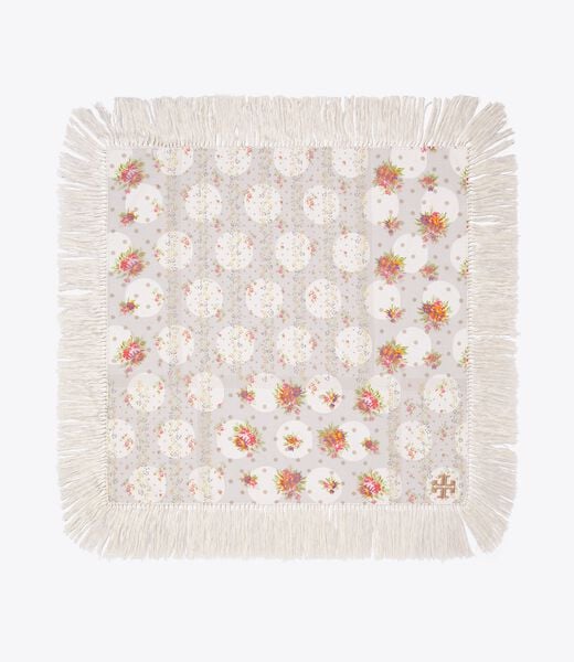 tory burch polka dot floral patchwork fringe neckerchief