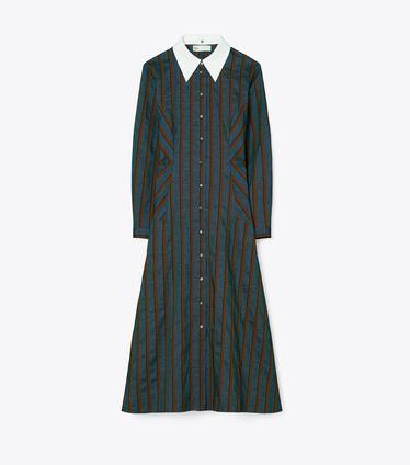 Striped Lightweight Canvas Shirtdress
