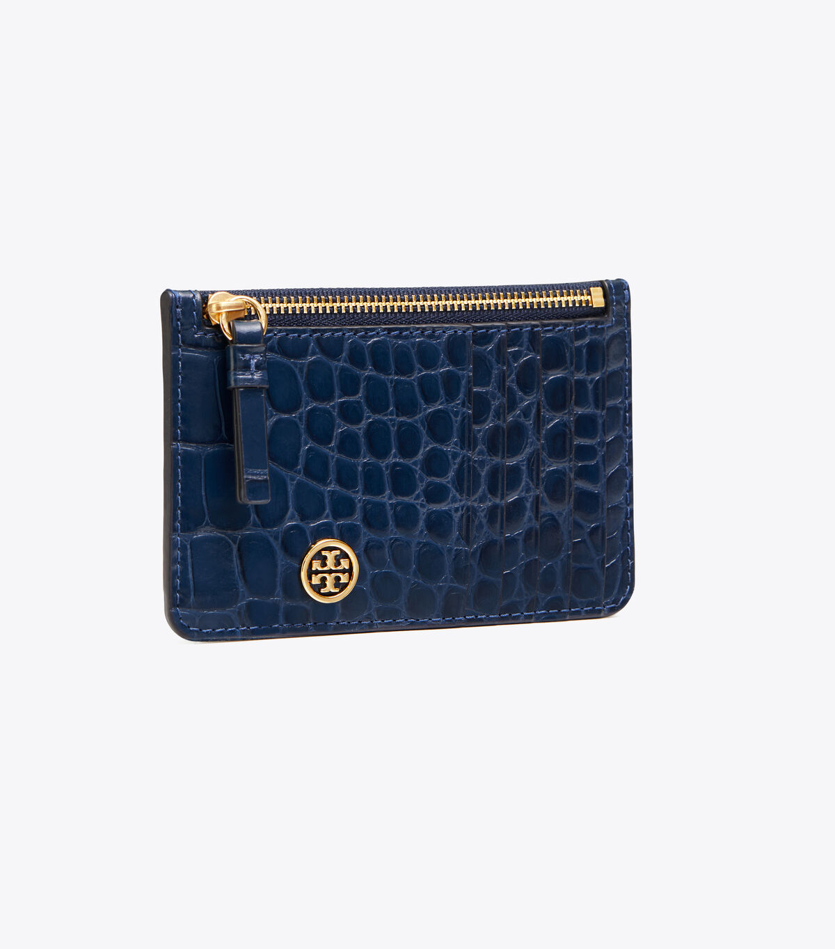 tory burch robinson embossed top zip card case