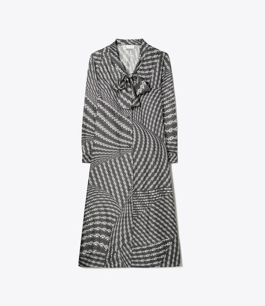 Printed Bow Blouse Dress