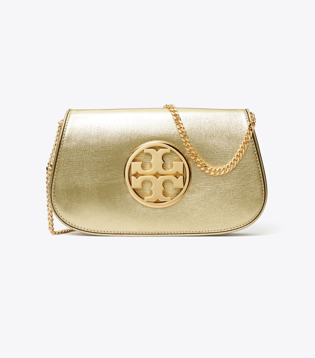 tory burch reva metallic clutch