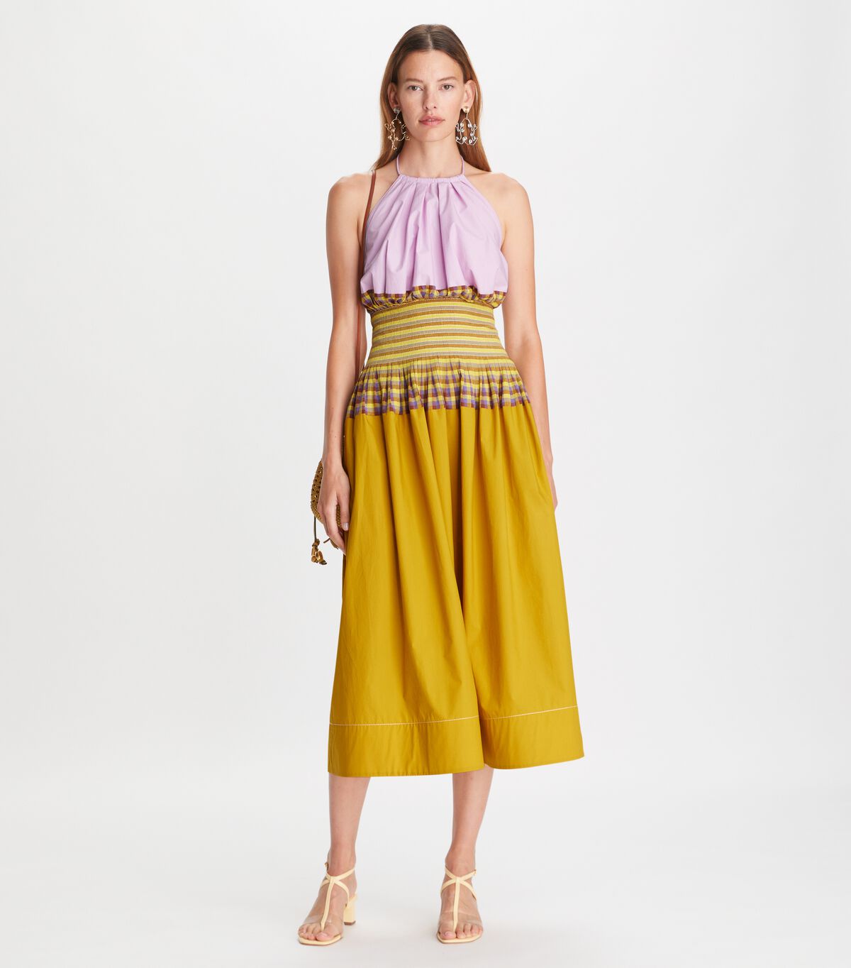 tory burch veronica plaid colorblock dress