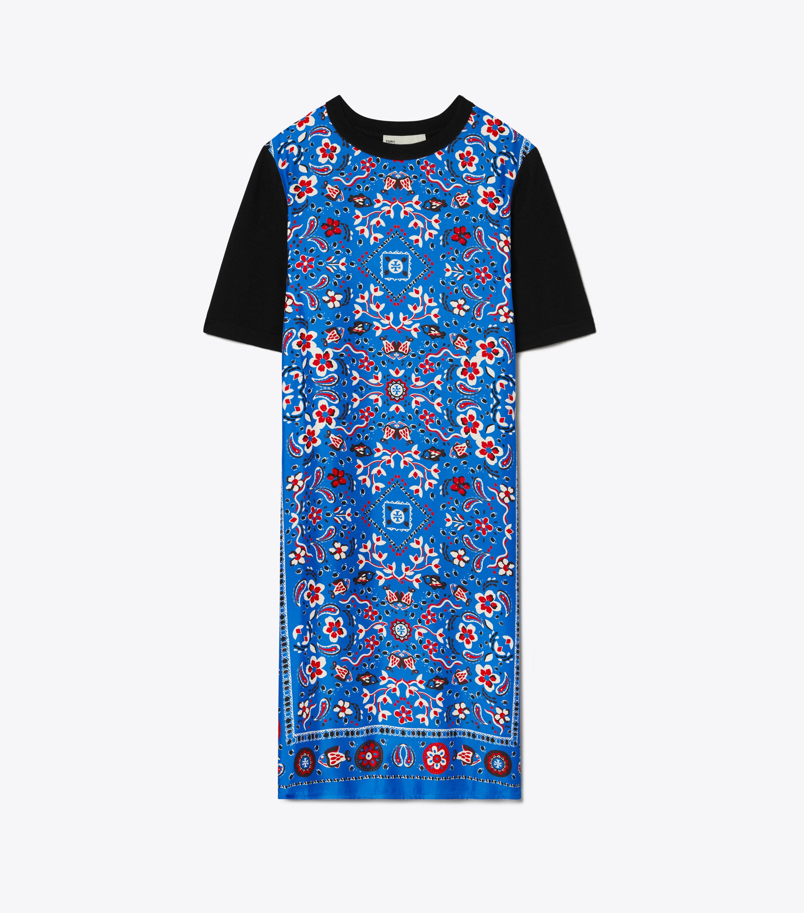 Silk front Sweater Dress