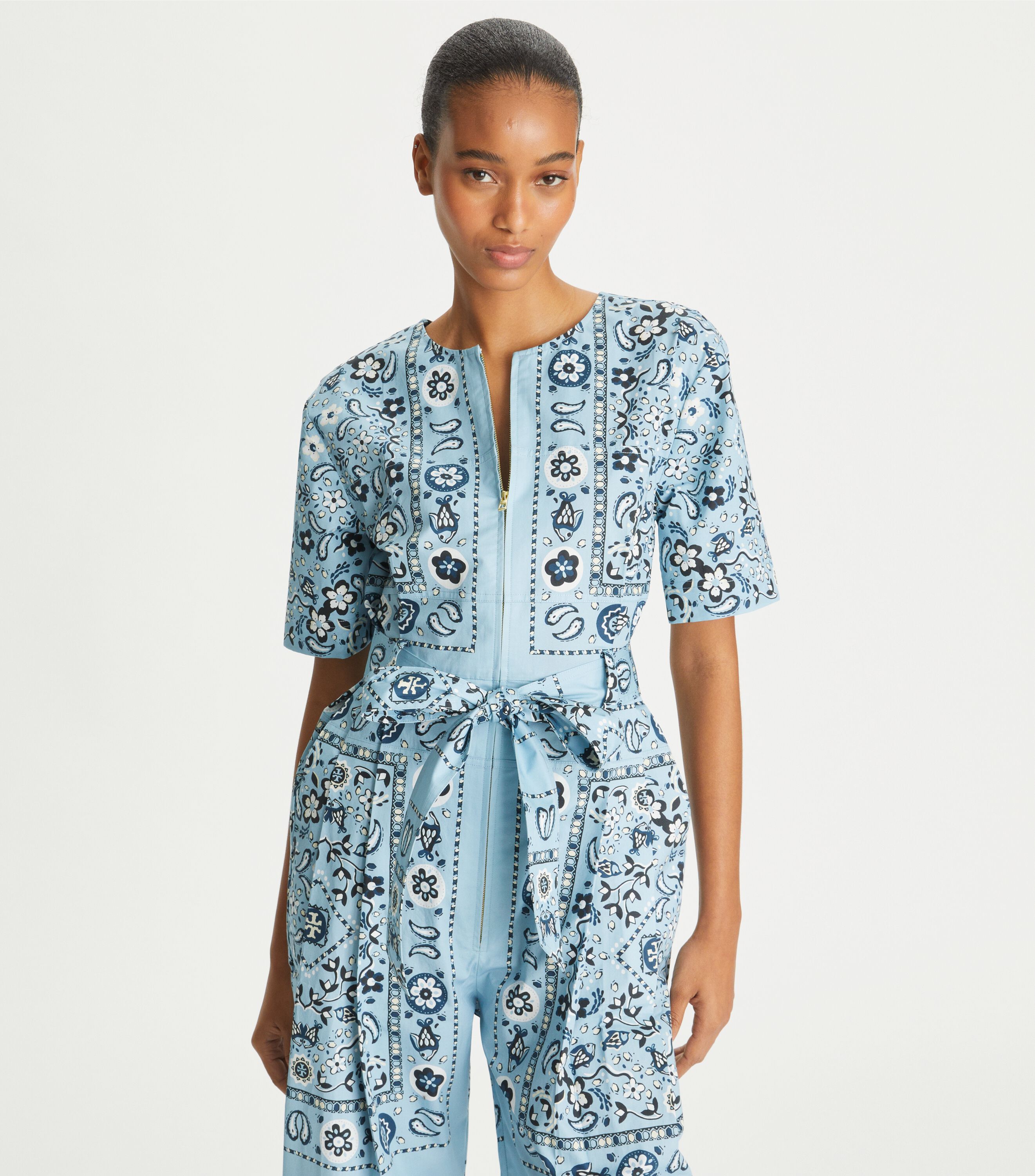 TORY BURCH ワンピース 服 Printed cotton poplin shirt 998335 Printed cotton shirt dress in white - Tory Burch | Mytheresa