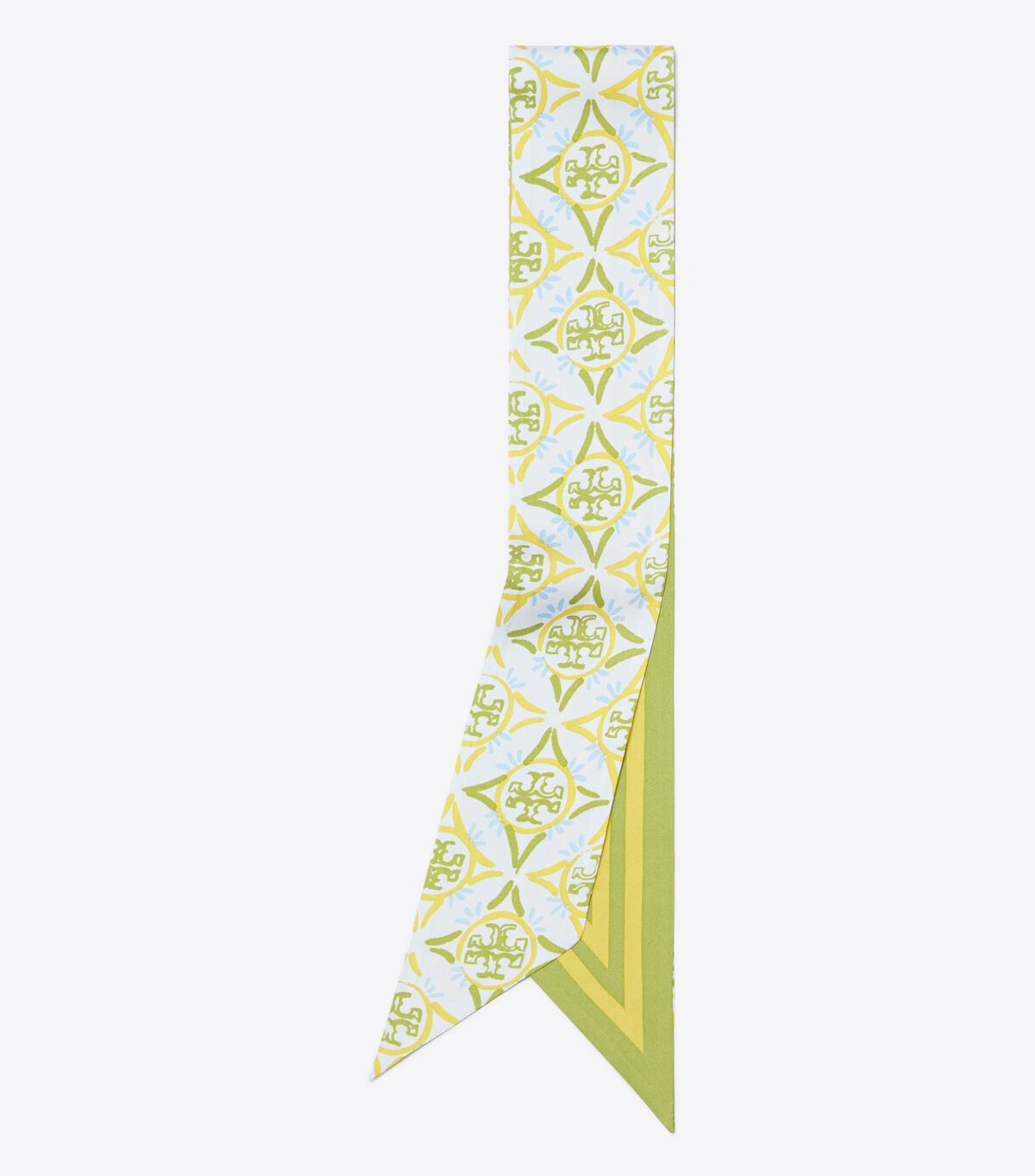 tory burch mosaic monogram double sided silk ribbon tie