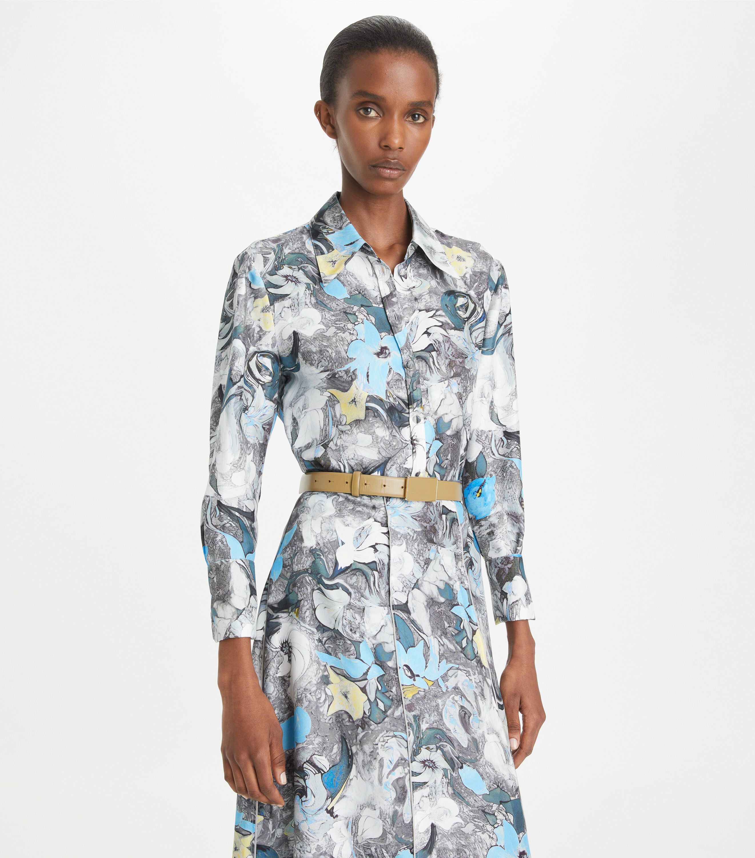 Tory Burch Printed Cuffed Silk Shirt Tory Burch KW