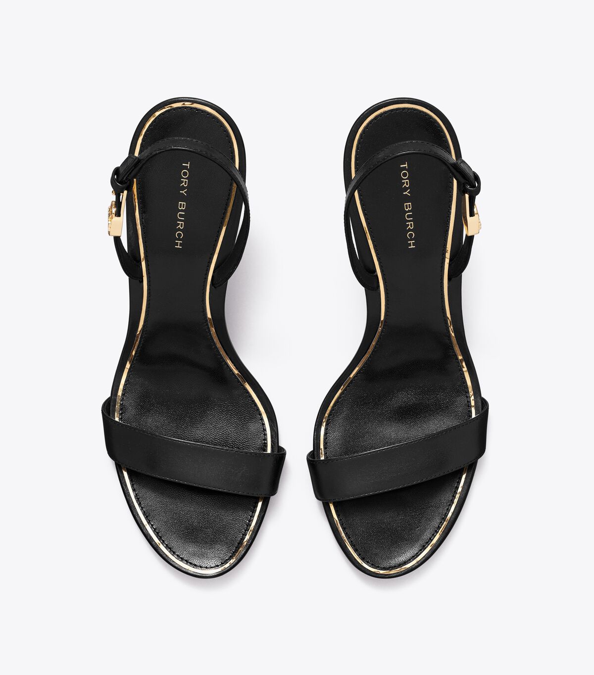 tory burch double t buckle heeled sandal