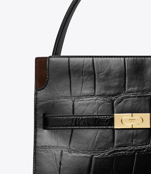 tory burch small lee radziwill croc embossed double bag