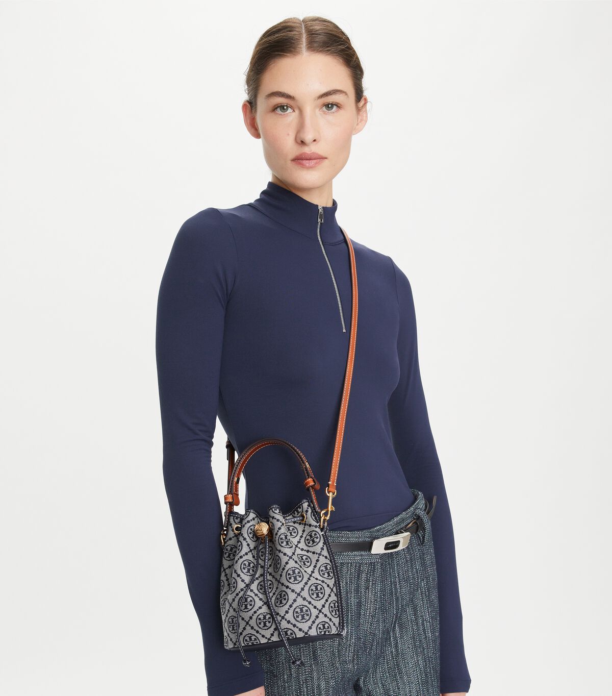 tory burch t monogram mini bucket bag