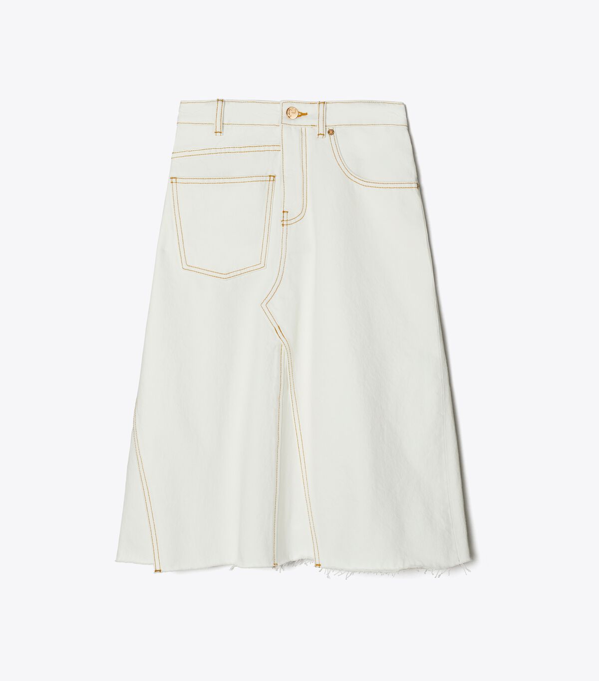 tory burch denim deconstructed skirt