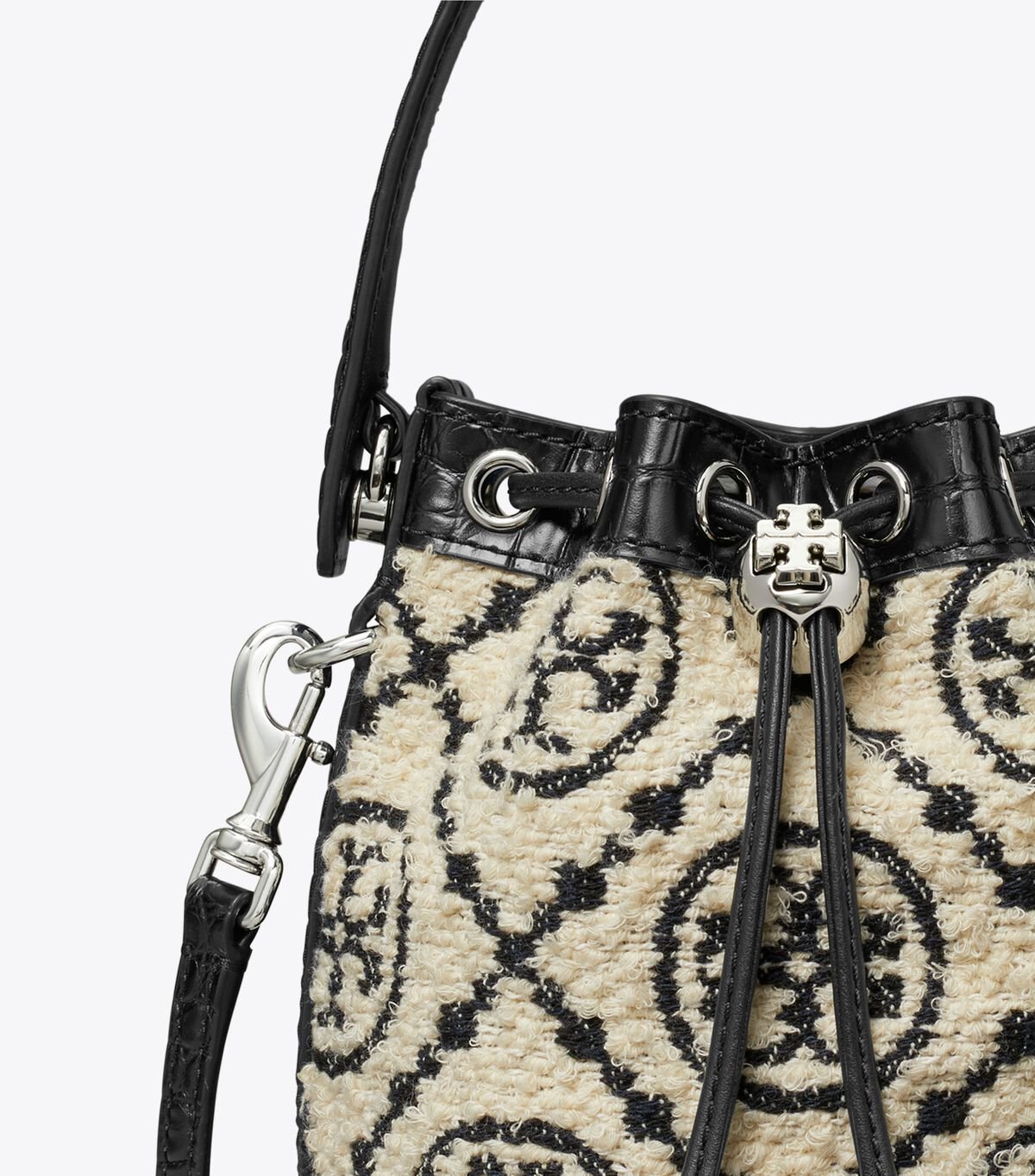 tory burch t monogram boucl mini bucket bag