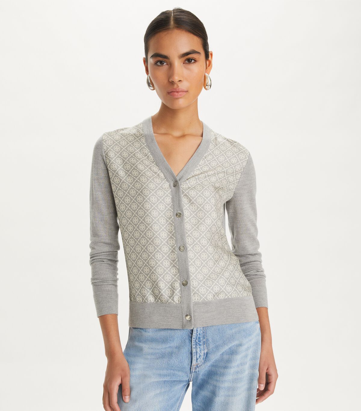tory burch silk front cardigan