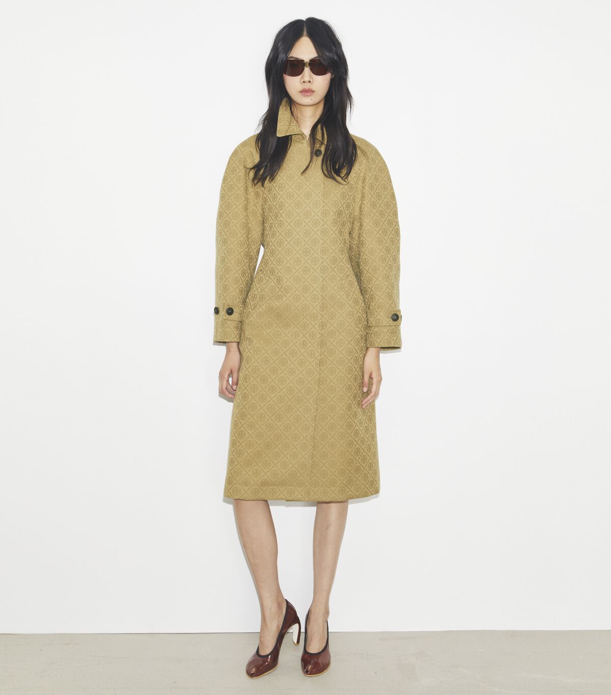 tory burch t monogram jacquard trench coat