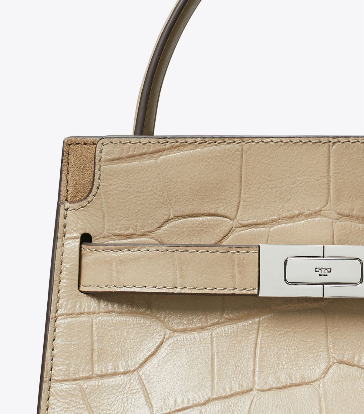 tory burch حقيبة بيتيت لي رادزيويل المزدوجة بنقشة جلد التمساح البارزة