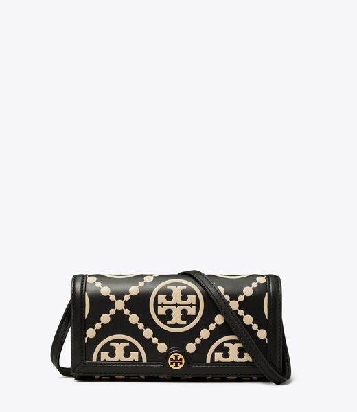 T Monogram Contrast Embossed Wallet Crossbody Bag