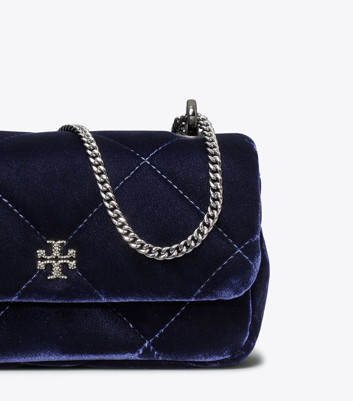 tory burch mini kira diamond quilt velvet pave flap bag