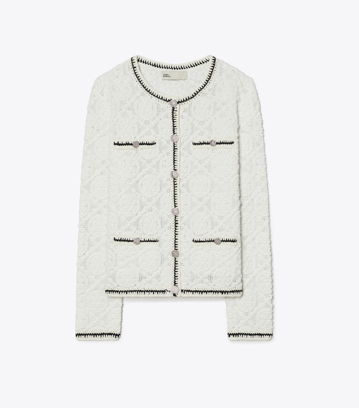 tory burch kendra logo lace cardigan