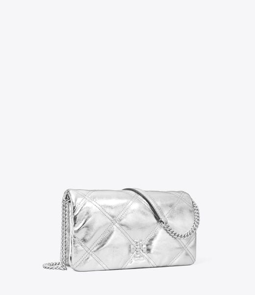 tory burch kira metallic diamond quilt chain wallet