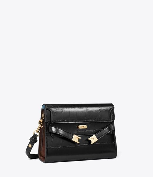 tory burch lee radziwill croc embossed shoulder bag