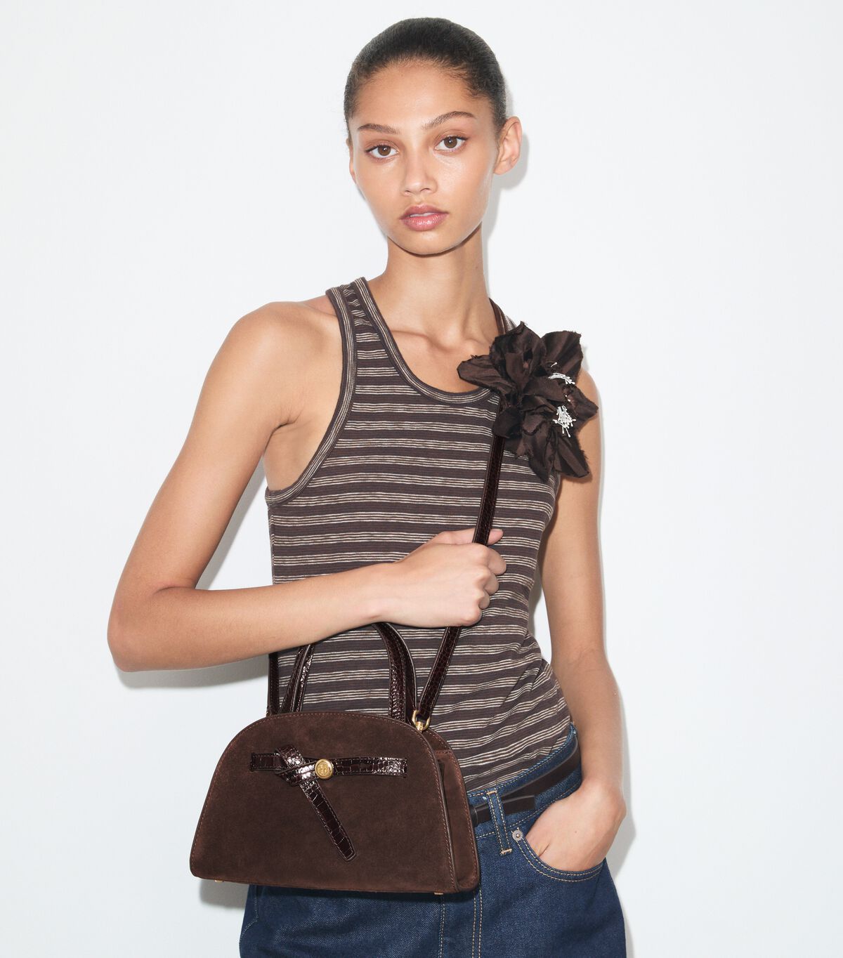 Small Romy Suede Bauletto tory burch small romy suede bauletto