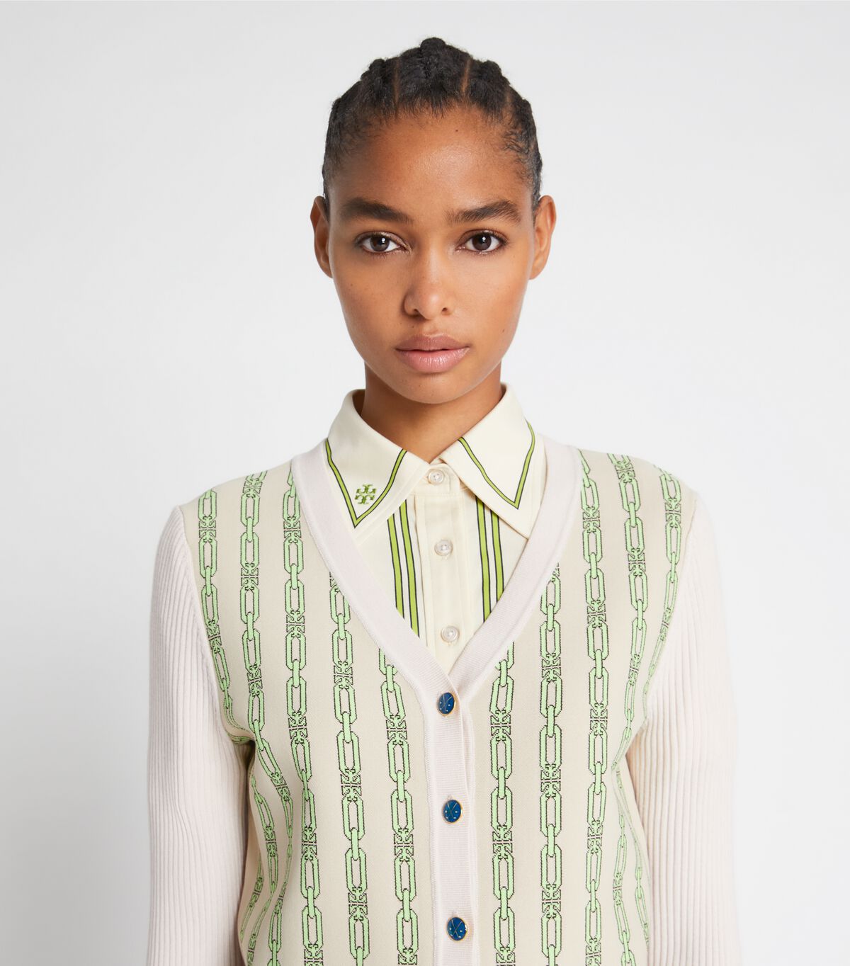 tory burch merino jacquard front cardigan