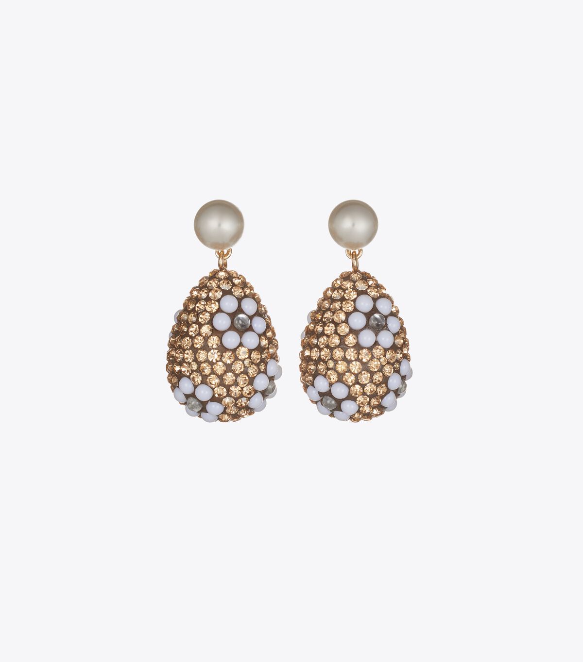 tory burch curiosity crystal pearl drop earrings