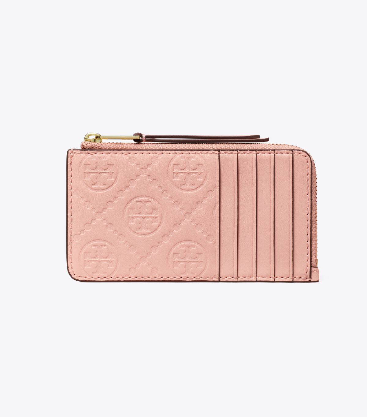 tory burch t monogram leather zip card case