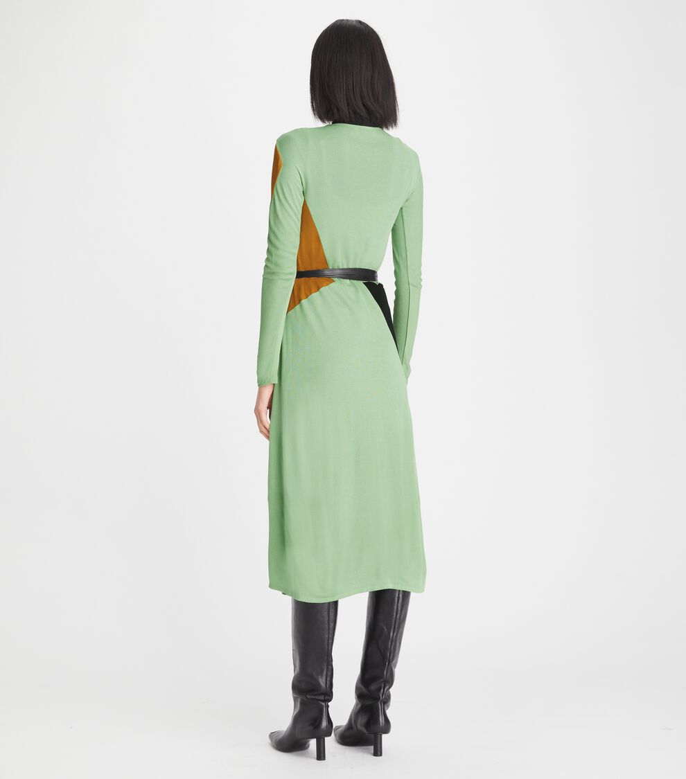 slim fit dress slacks Tory Burch Printed Midi Dress Green