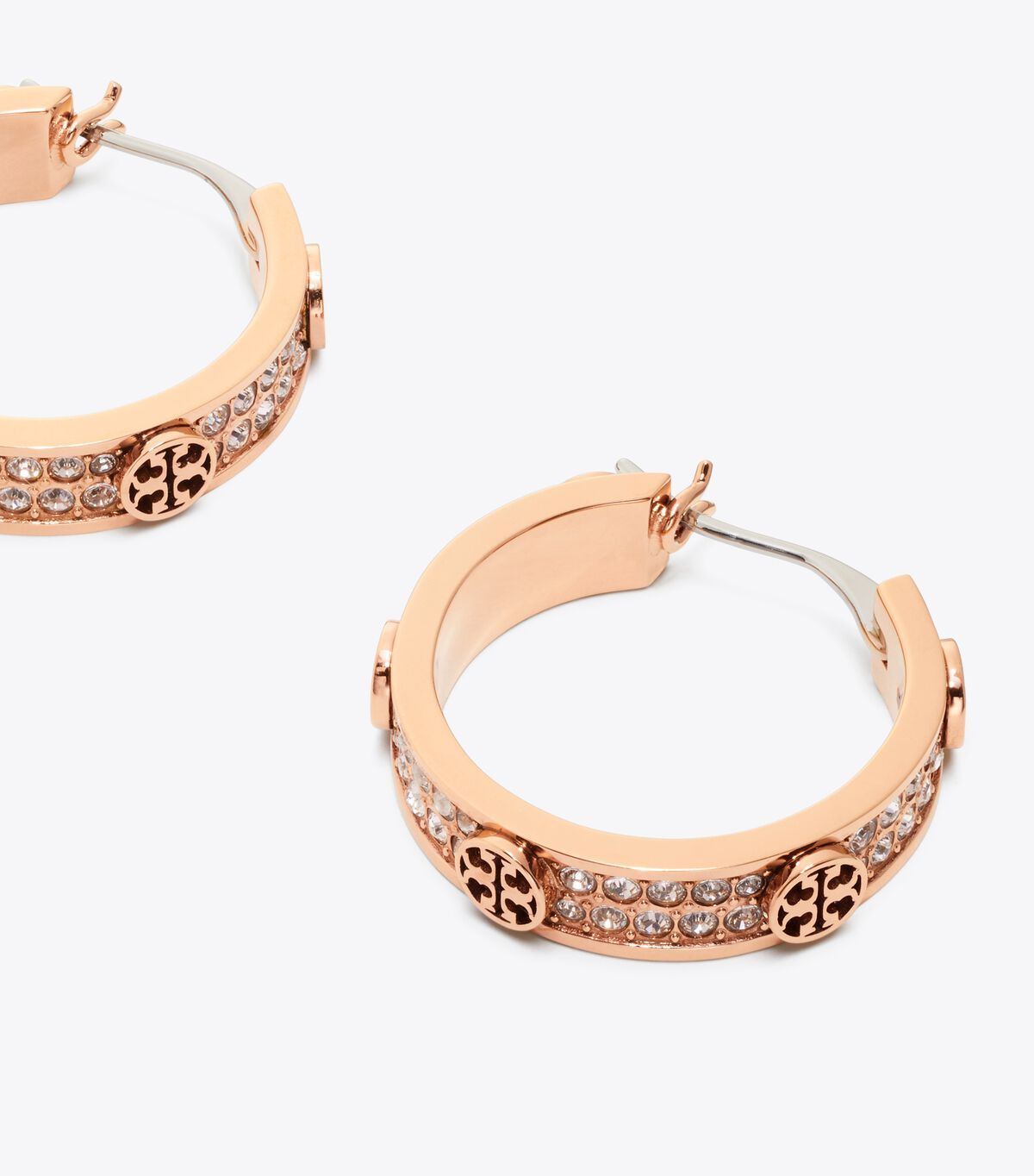 tory burch small icon pave hoop earrings