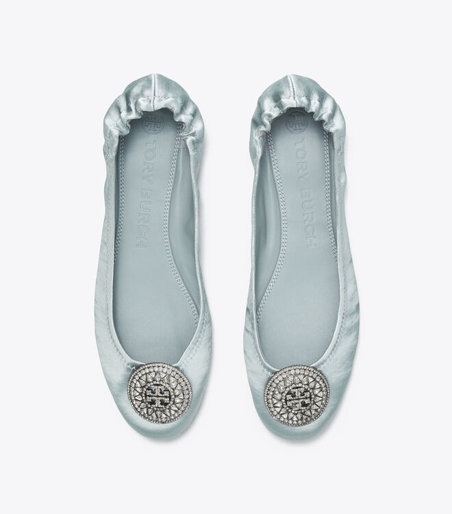 Crystal-Logo Satin Ballet Flat | Shoes | Tory Burch