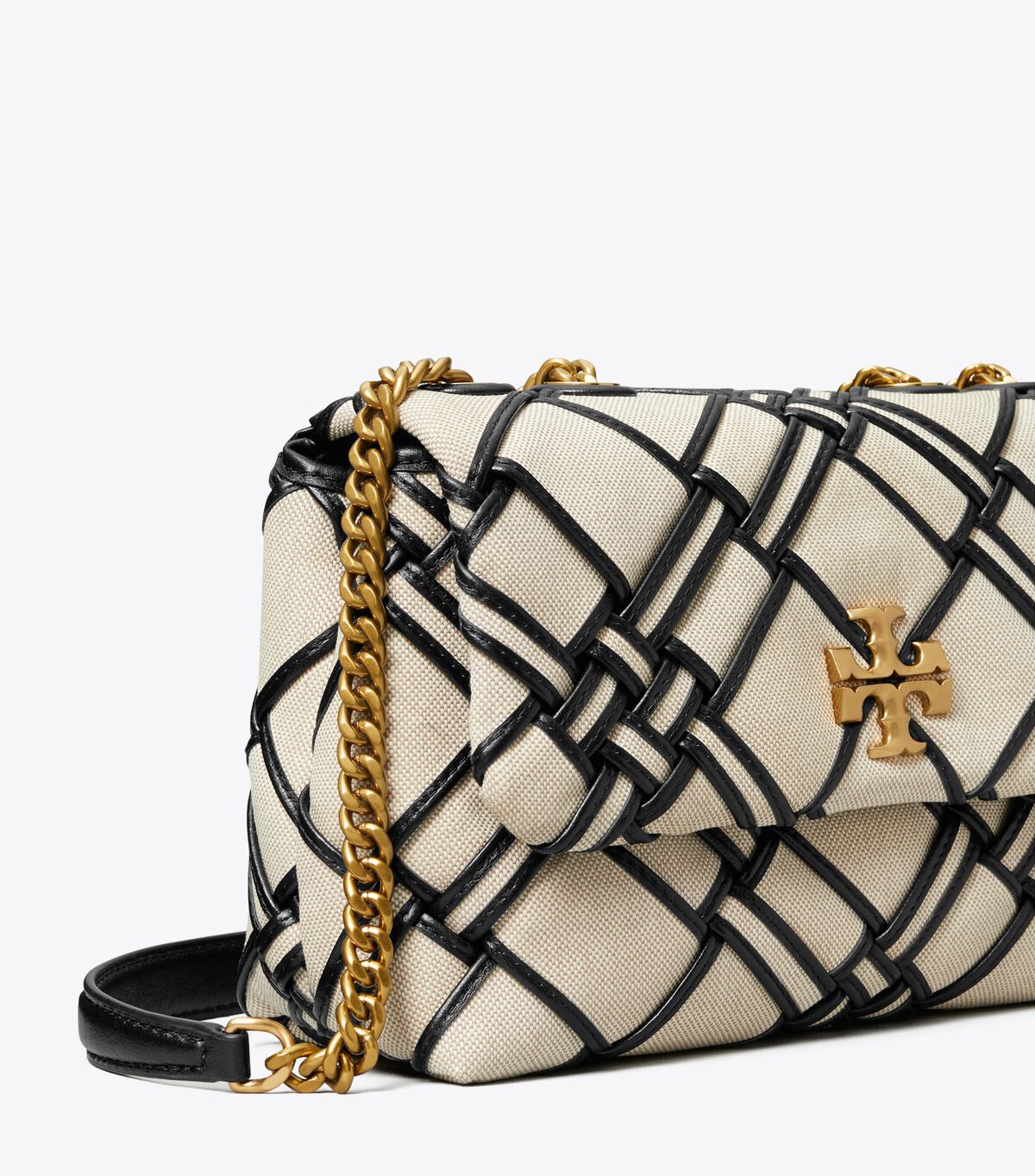 tory burch small kira woven canvas convertible shoulder bag