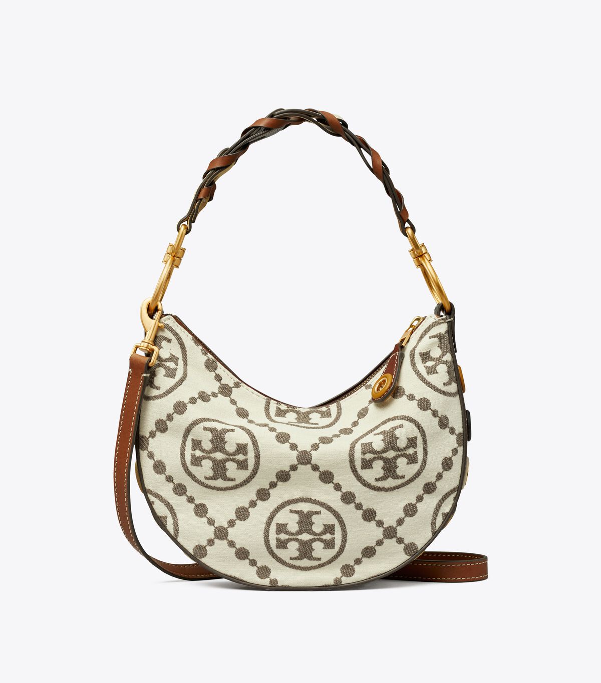 tory burch t monogram grommet mini crescent bag