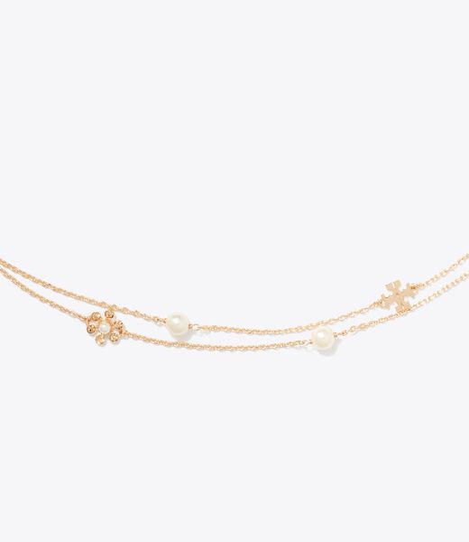 tory burch قلادة مون دانس الطويلة المزينة بالزهور