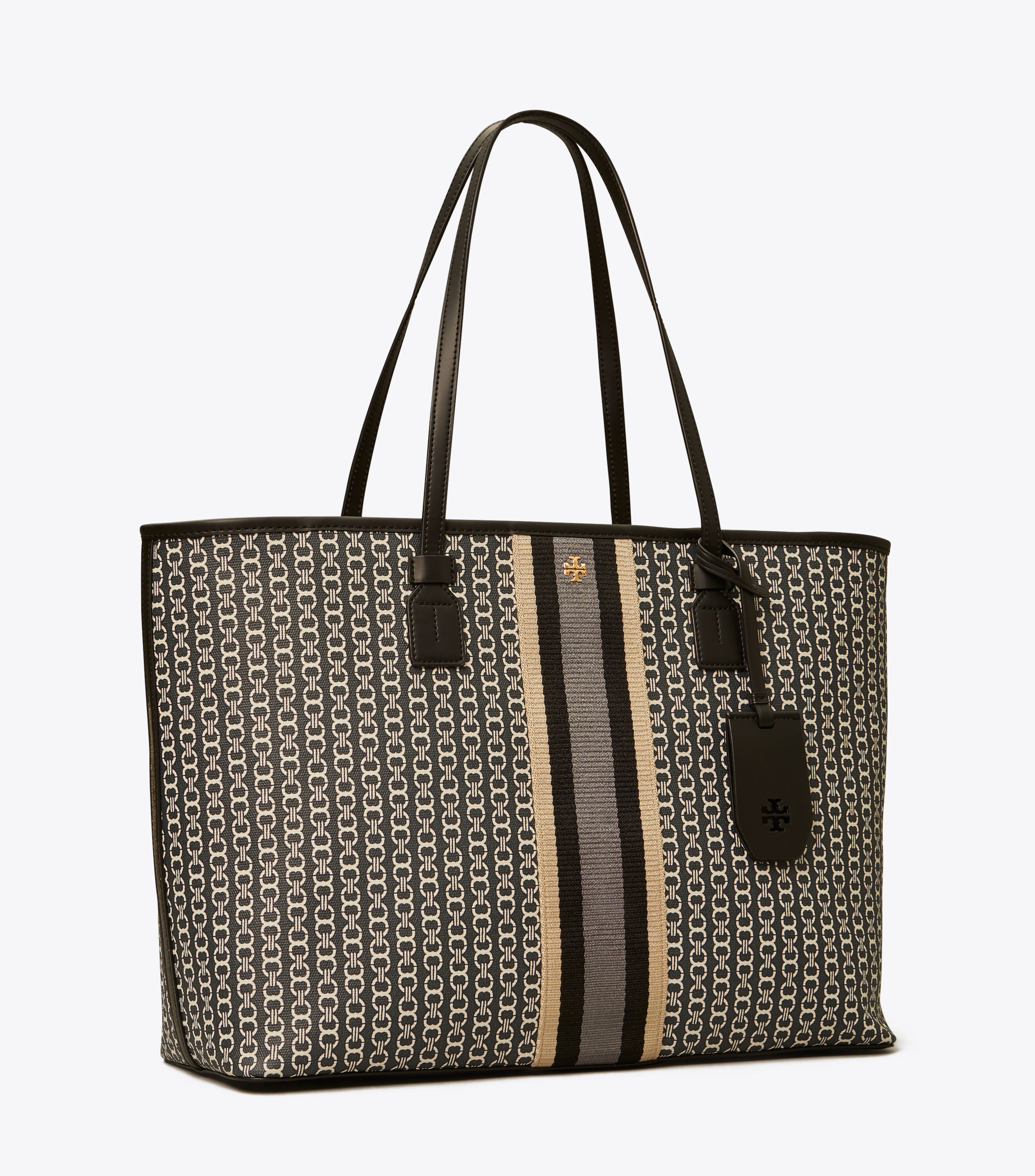 Gemini Link Canvas Top Zip Tote Bag Handbags Tory Burch