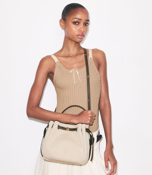 tory burch romy canvas bucket bag